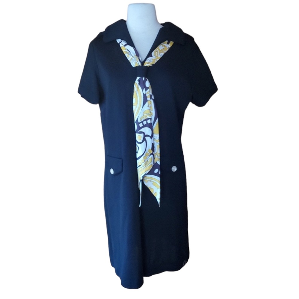 1950s/1960s Black, Poly Knit Dress